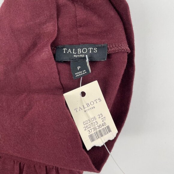 NWT Talbots Burgundy Lightweight Pleated Turtleneck Top Womens Petite Classic - Picture 4 of 7